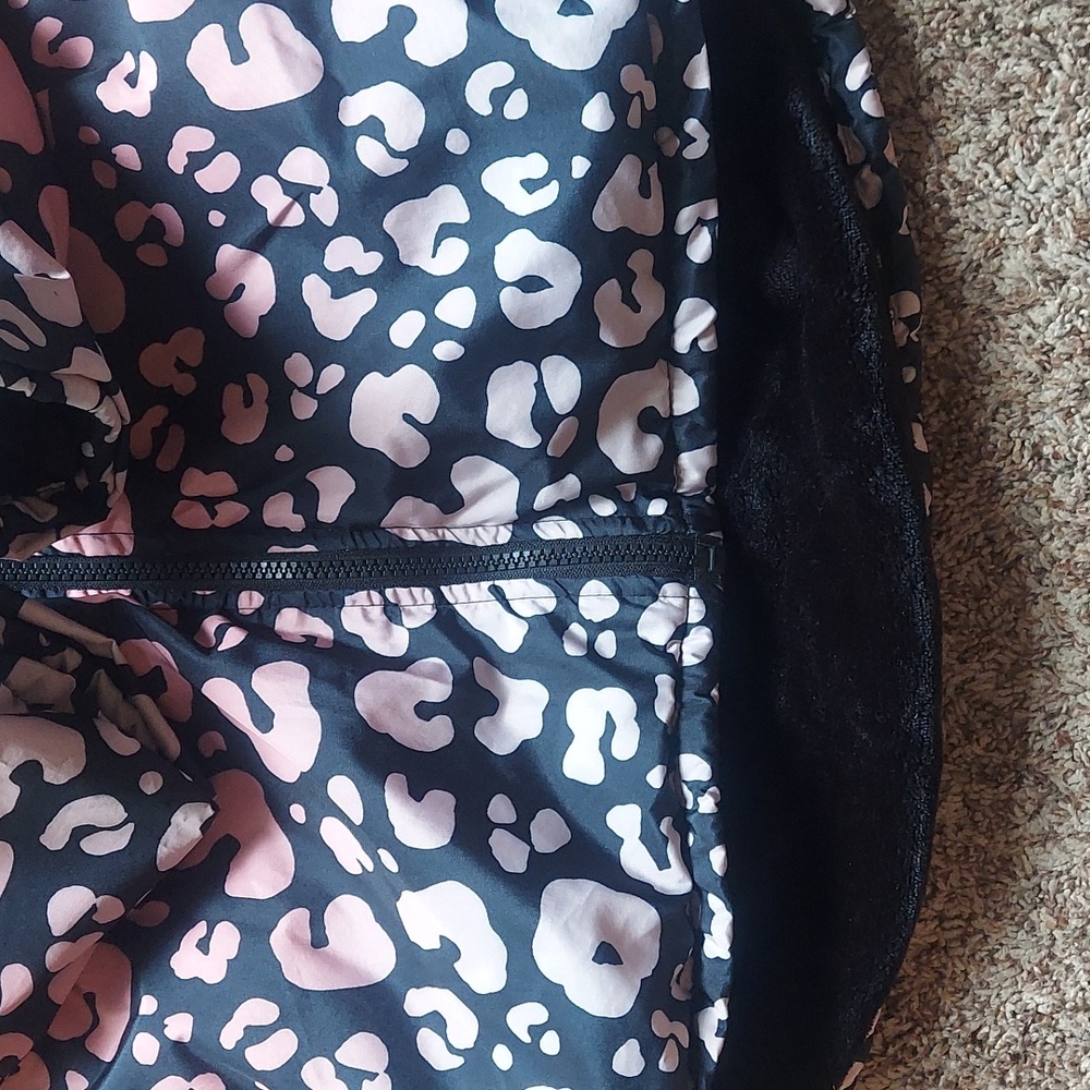 Penelope Mack Girl Black Pink Leopard Print Coat Winter Jacket Size 12 Warm - Picture 7 of 10